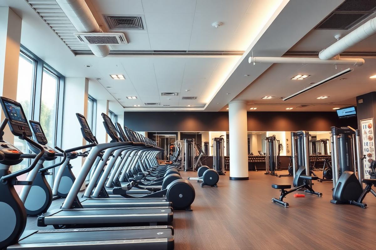 Salle de sport moderne avec équipements de fitness