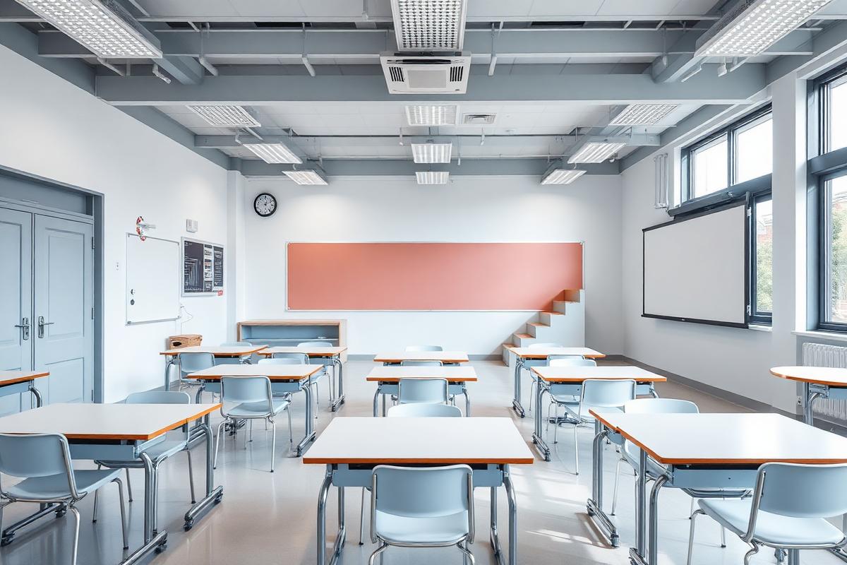 Salle de classe moderne et bien organisée